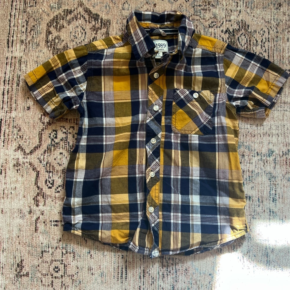 Place Yellow and Blue Plaid Button Down Shirt